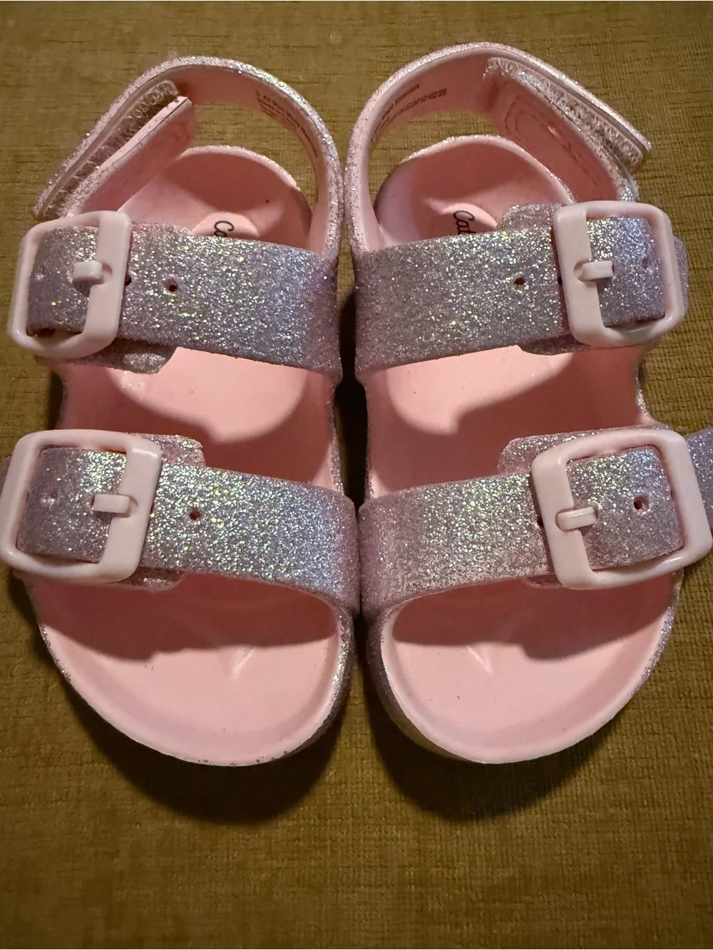 Cat & Jack Sparkle Pink Double Buckle Sandals